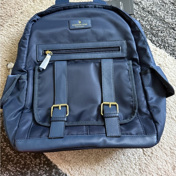 ⭐️$25⭐️LONDON FOG Navy Blue Woven Backpack with silver Accent NWT London Fog Westminster DLX Backpack - Grey Heather-Chestnut  main image 4